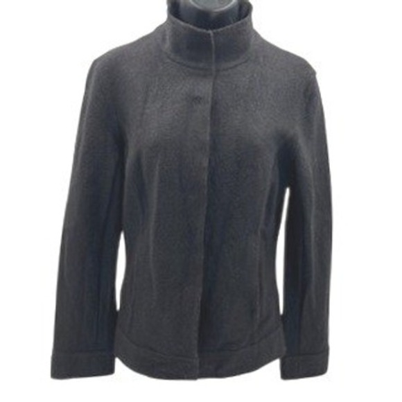 Lafayette 148 New York Jackets & Blazers - Lafayette 148 New York Womens black 100% Boiled Wool Stand Collar Jacket Size 6